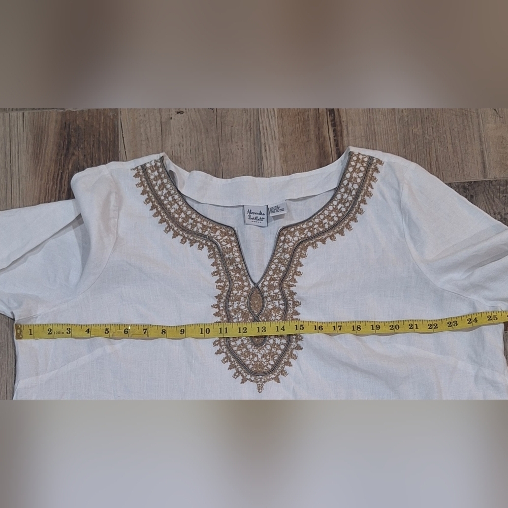 Alexandra Bartlett 100% Linen Embroidered Tunic sz.2X #1302 - Picture 7 of 8